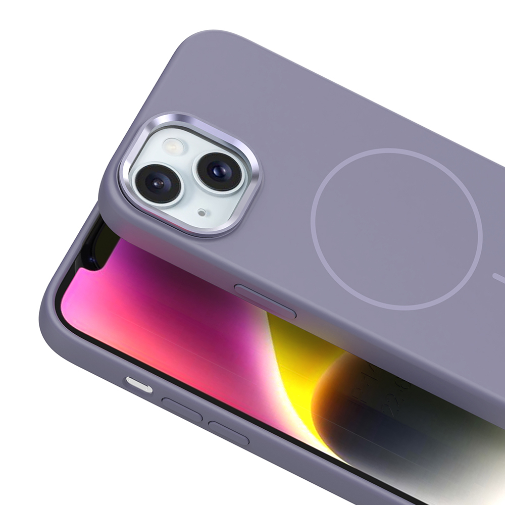 Apple iPhone 14 Uyumlu Kılıf M-Safe Şarj Özellikli Metal Kamera Çerçeveli Zore Edi Silikon Kapak - 4