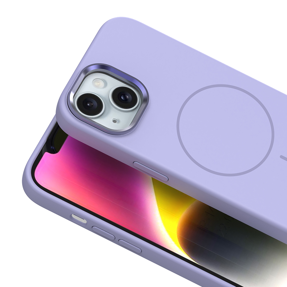 Apple iPhone 14 Uyumlu Kılıf M-Safe Şarj Özellikli Metal Kamera Çerçeveli Zore Edi Silikon Kapak - 5