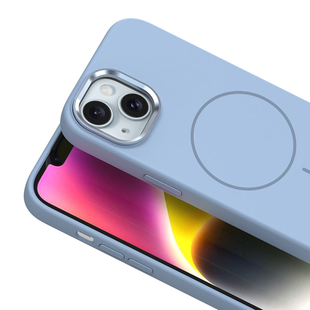 Apple iPhone 14 Uyumlu Kılıf M-Safe Şarj Özellikli Metal Kamera Çerçeveli Zore Edi Silikon Kapak - 6