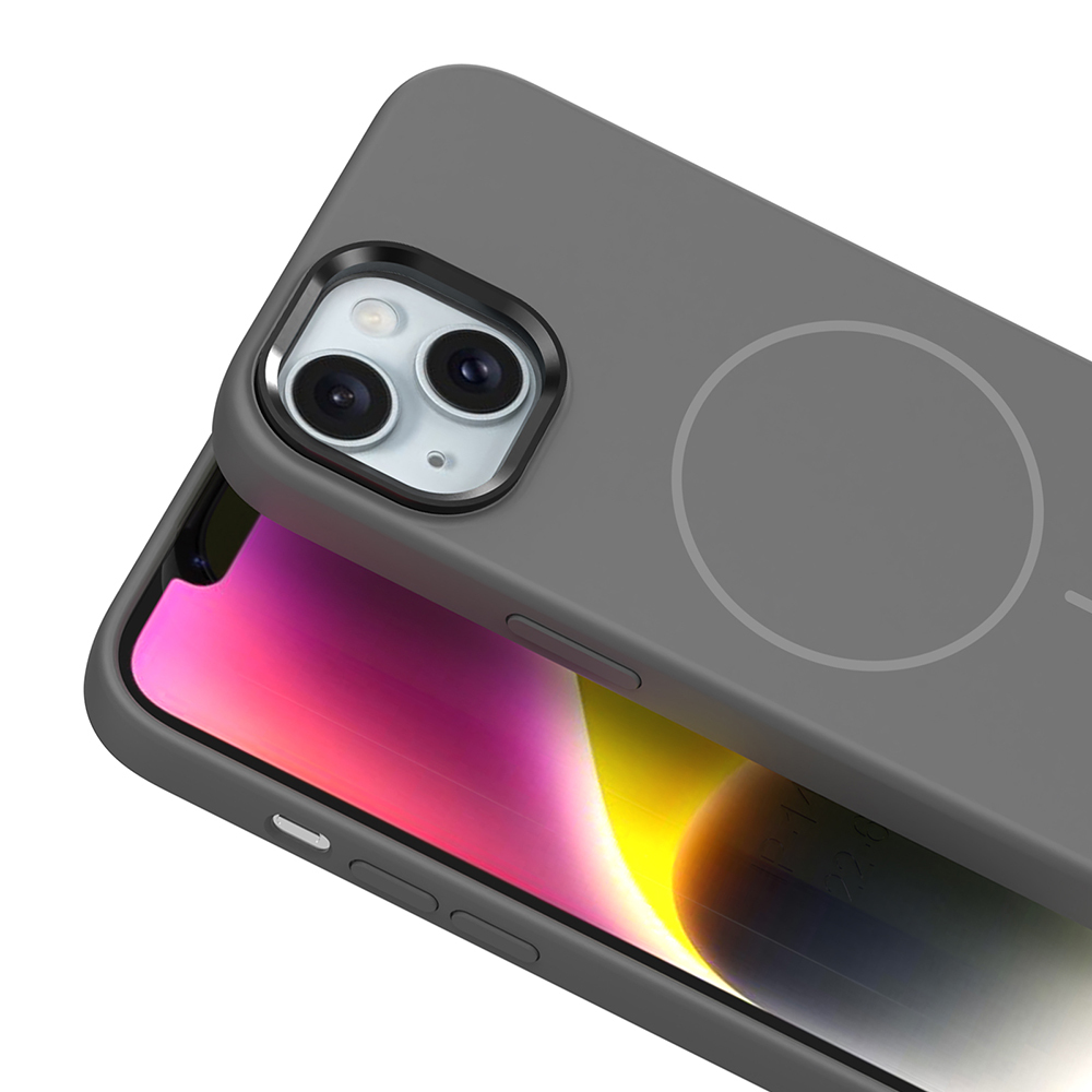 Apple iPhone 14 Uyumlu Kılıf M-Safe Şarj Özellikli Metal Kamera Çerçeveli Zore Edi Silikon Kapak - 8