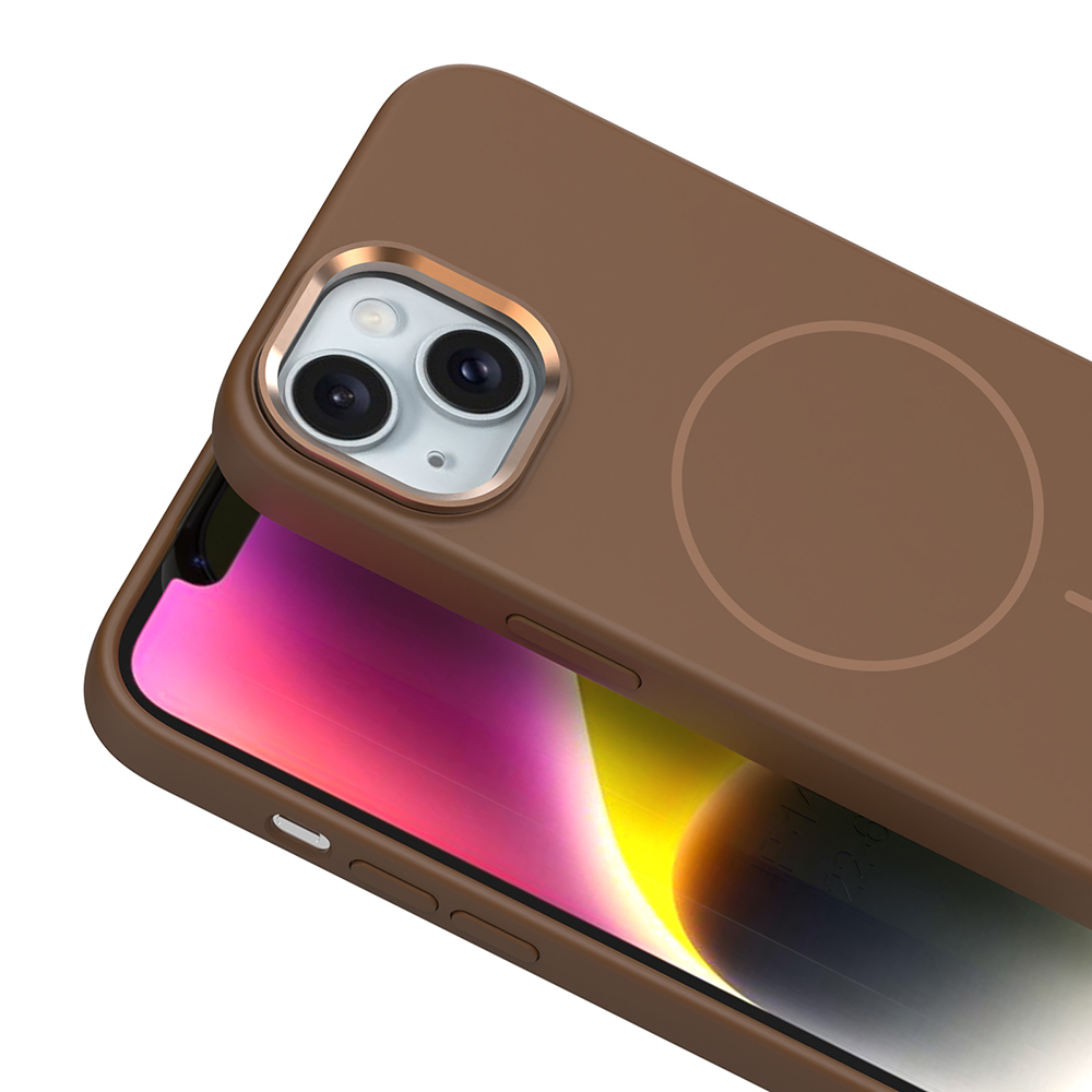 Apple iPhone 14 Uyumlu Kılıf M-Safe Şarj Özellikli Metal Kamera Çerçeveli Zore Edi Silikon Kapak - 9