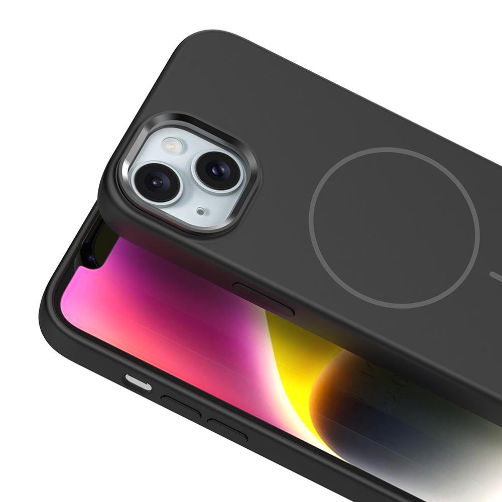 Apple iPhone 14 Uyumlu Kılıf M-Safe Şarj Özellikli Metal Kamera Çerçeveli Zore Edi Silikon Kapak - 10