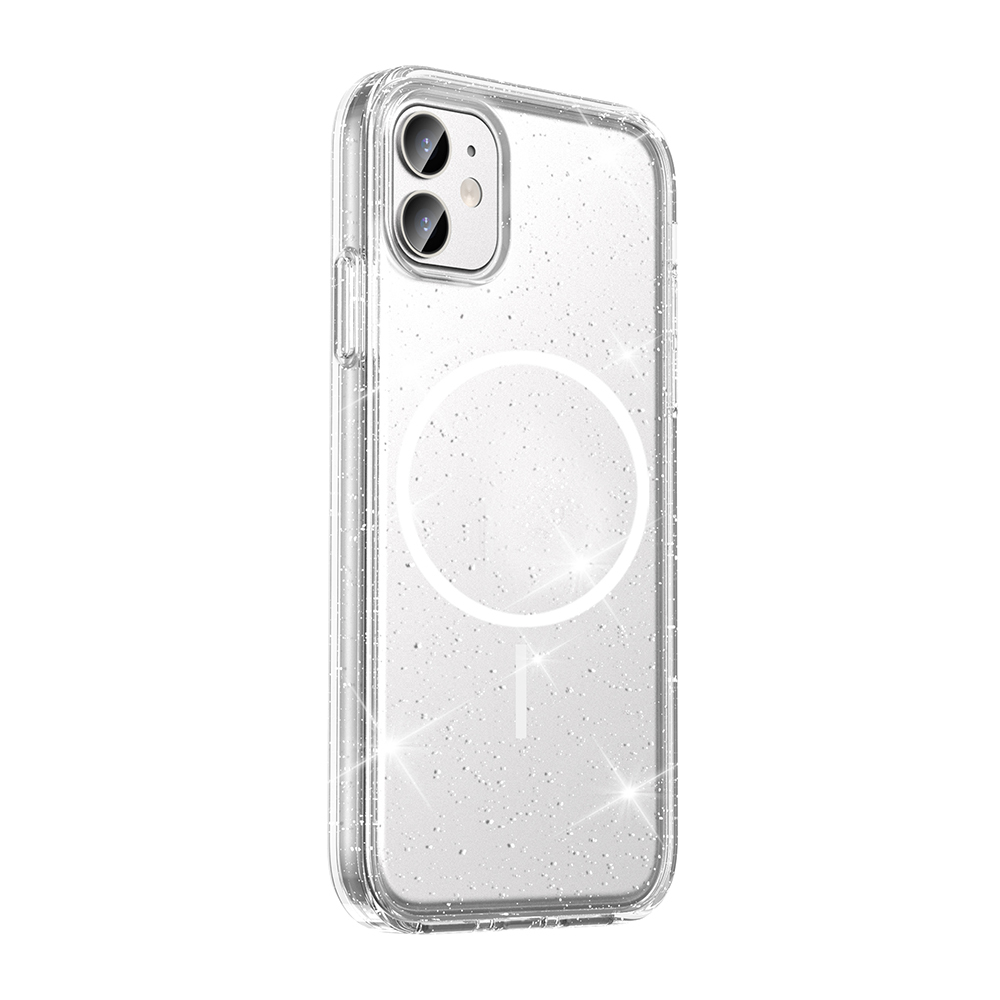 Apple iPhone 11 Uyumlu Kılıf M-safe Şarj Özellikli Parlayan Simli Saydam Renkli Zore Maris Kapak - 1