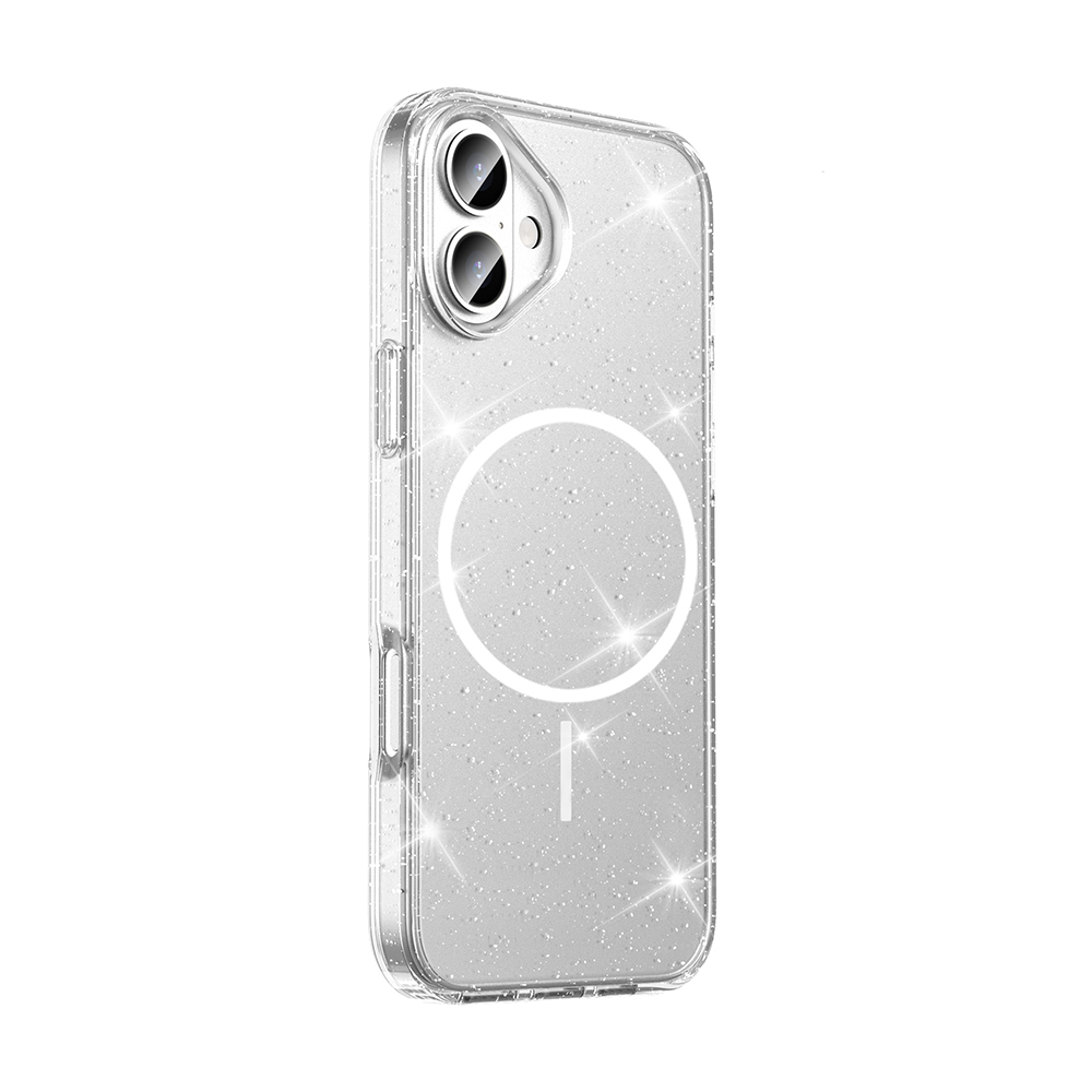 ​Apple iPhone 16 Uyumlu Kılıf M-safe Şarj Özellikli Parlayan Simli Saydam Renkli Zore Maris Kapak - 1