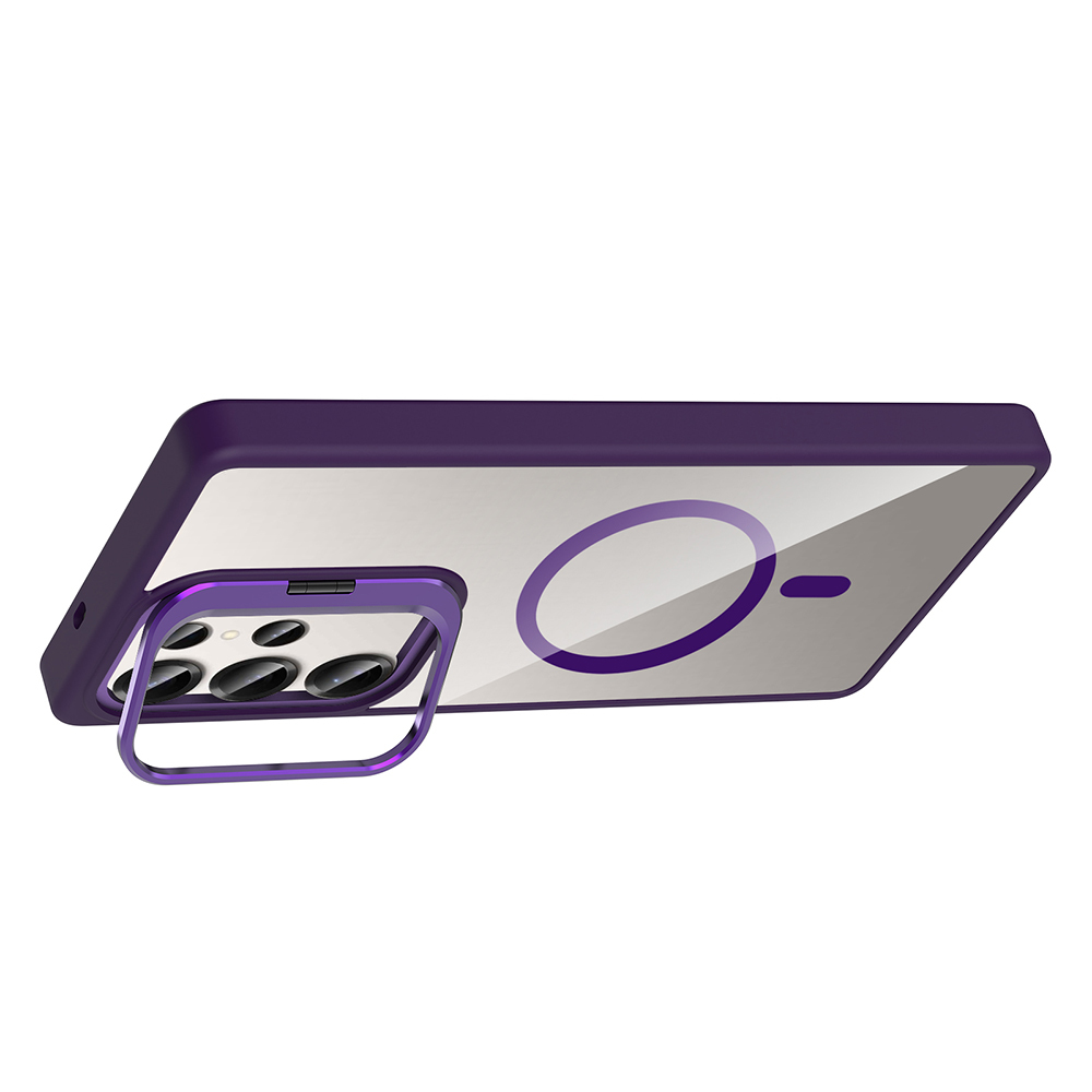 Samsung Galaxy S25 Ultra Uyumlu Kılıf Standlı ve Kamera Lens Hediyeli M-Safe Şarj Özellikli Zore Etro Kapak - 2