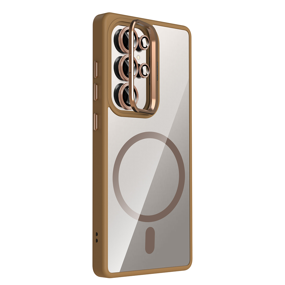 Samsung Galaxy S25 Ultra Uyumlu Kılıf Standlı ve Kamera Lens Hediyeli M-Safe Şarj Özellikli Zore Etro Kapak - 7