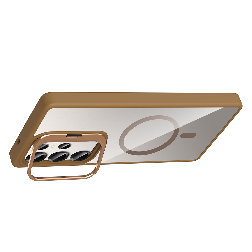 Samsung Galaxy S25 Ultra Uyumlu Kılıf Standlı ve Kamera Lens Hediyeli M-Safe Şarj Özellikli Zore Etro Kapak - 8