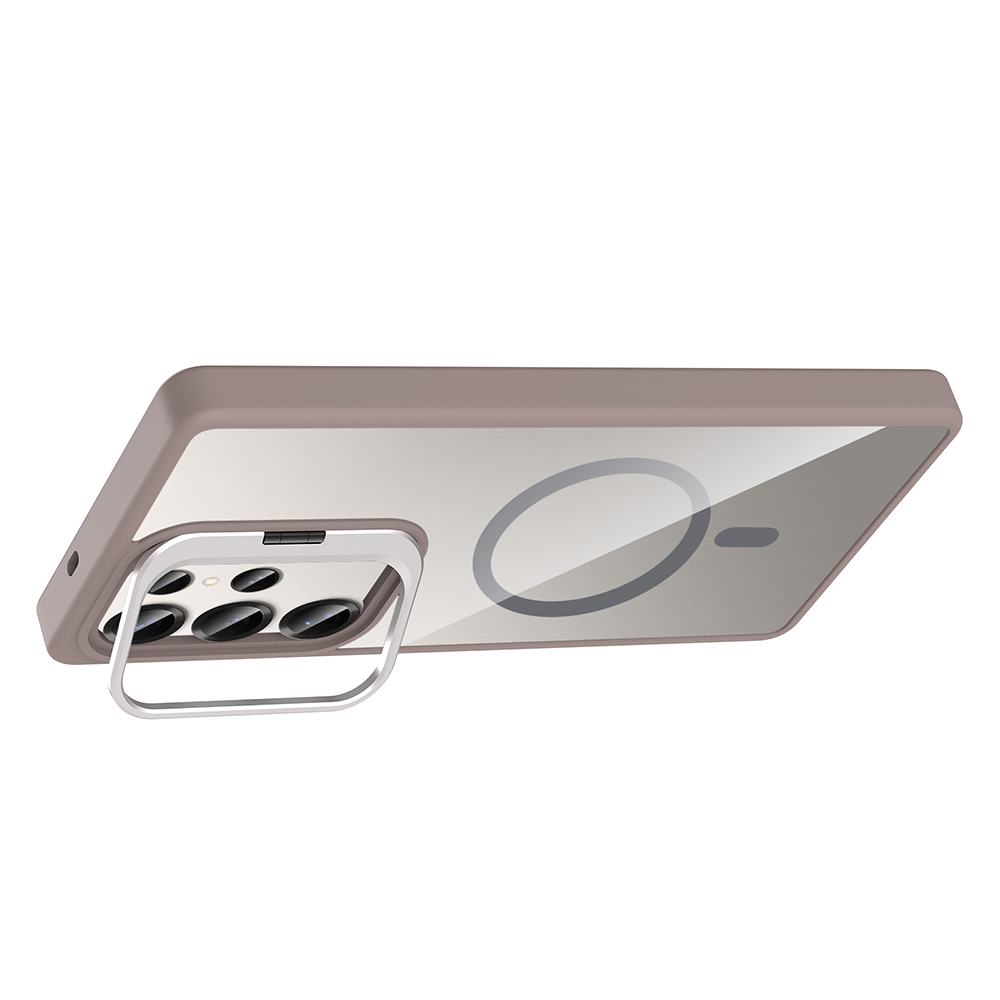 Samsung Galaxy S25 Ultra Uyumlu Kılıf Standlı ve Kamera Lens Hediyeli M-Safe Şarj Özellikli Zore Etro Kapak - 10