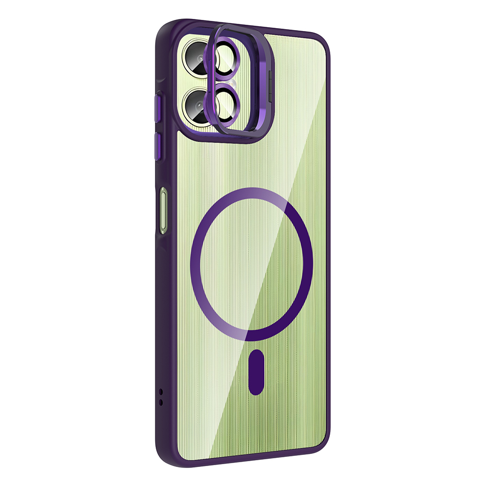 Samsung Galaxy A06 Uyumlu Kılıf Standlı ve Kamera Lens Hediyeli M-Safe Şarj Özellikli Zore Etro Kapak - 1