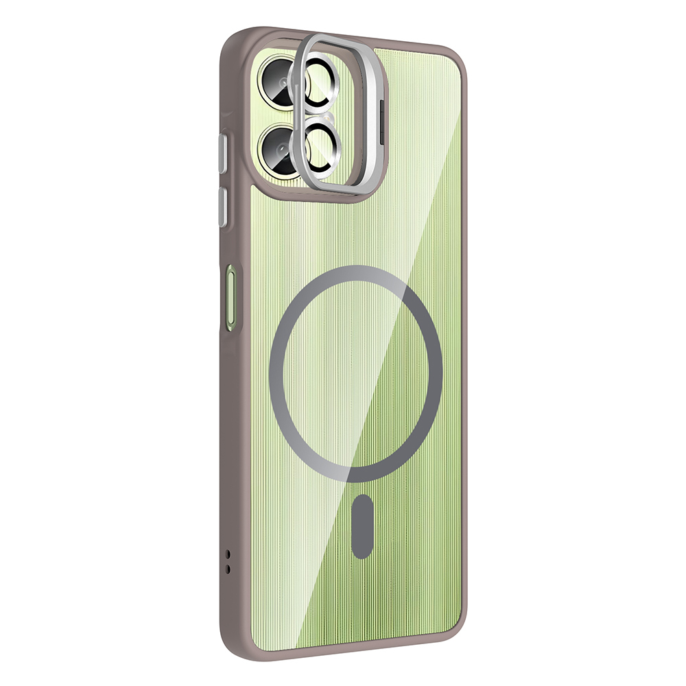 Samsung Galaxy A06 Uyumlu Kılıf Standlı ve Kamera Lens Hediyeli M-Safe Şarj Özellikli Zore Etro Kapak - 9