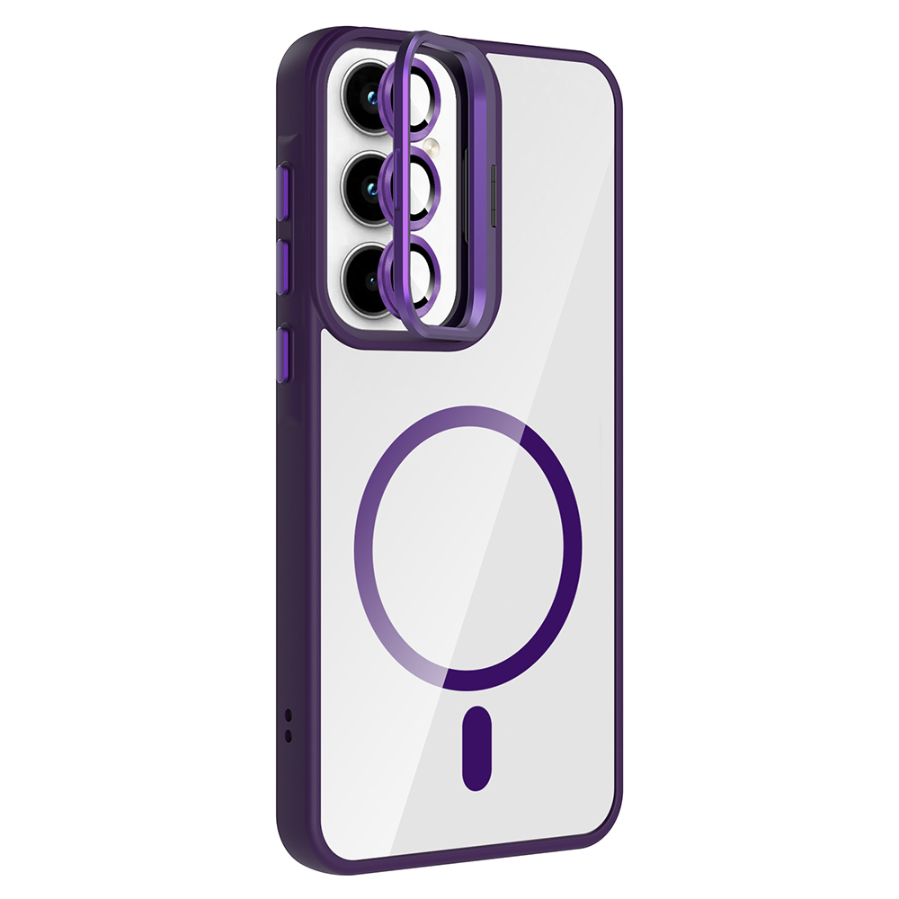 Samsung Galaxy A35 Uyumlu Kılıf Standlı ve Kamera Lens Hediyeli M-Safe Şarj Özellikli Zore Etro Kapak - 1