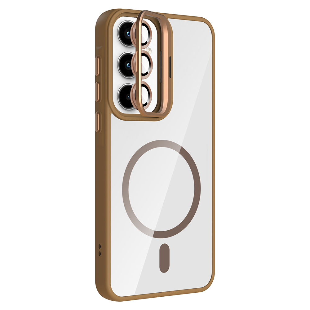 Samsung Galaxy A35 Uyumlu Kılıf Standlı ve Kamera Lens Hediyeli M-Safe Şarj Özellikli Zore Etro Kapak - 9