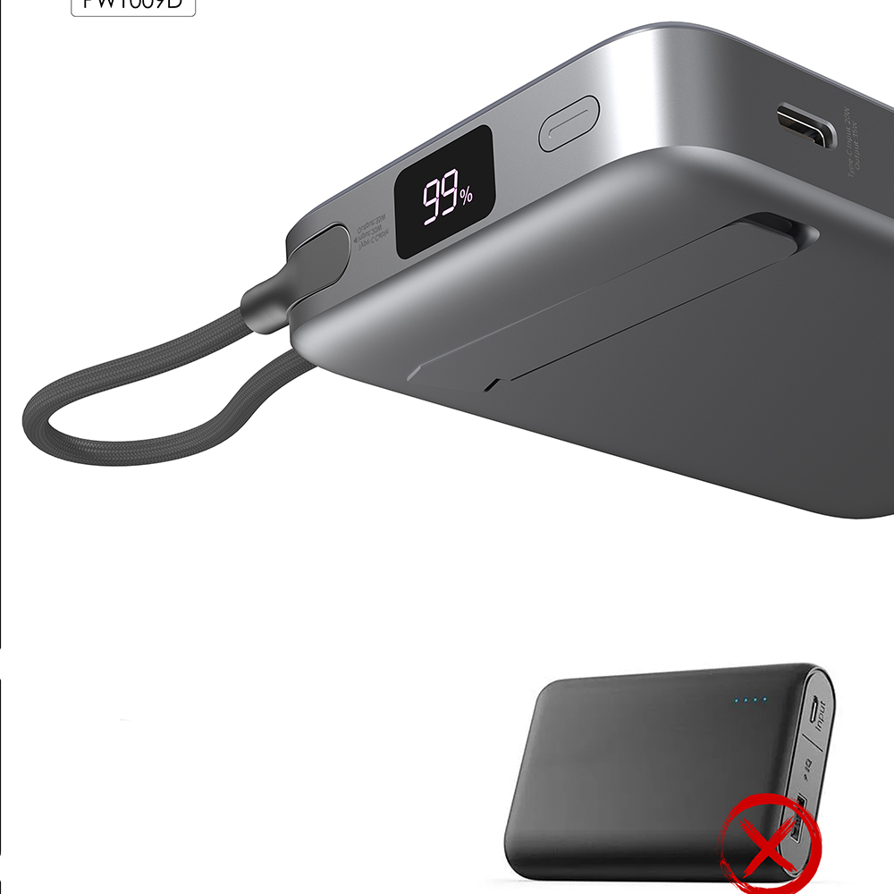 Lenyes PW1009D PD 35W Qi2 Teknolojili Type-C Kablolu Standlı Wireless Powerbank 15W 10000mAh - 1