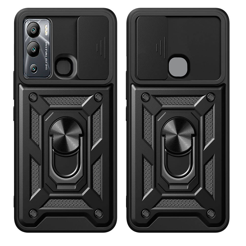 Infinix Hot 12 Uyumlui Kılıf Magnetik Standlı Kamera Korumalı Zore Sürgülü Vega Kapak - 5
