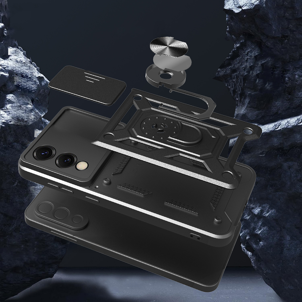 Samsung Galaxy S25 Edge Uyumlu Kılıf Magnetik Standlı Kamera Korumalı Zore Sürgülü Vega Kapak - 2