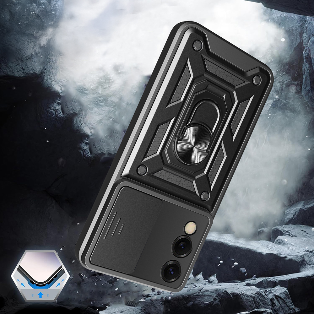 Samsung Galaxy S25 Edge Uyumlu Kılıf Magnetik Standlı Kamera Korumalı Zore Sürgülü Vega Kapak - 3