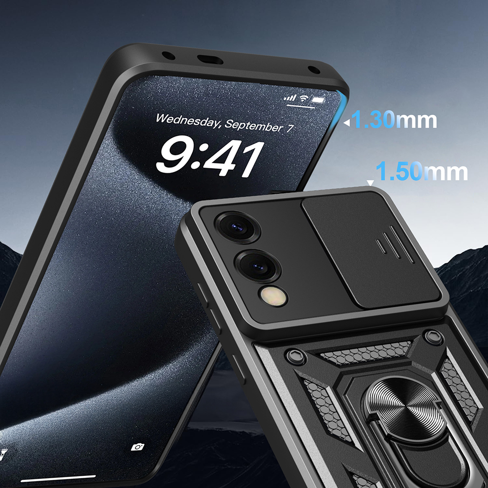 Samsung Galaxy S25 Edge Uyumlu Kılıf Magnetik Standlı Kamera Korumalı Zore Sürgülü Vega Kapak - 4