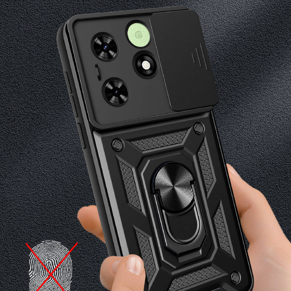 Tecno Spark 20 Uyumlu Kılıf Magnetik Standlı Kamera Korumalı Zore Sürgülü Vega Kapak - 3
