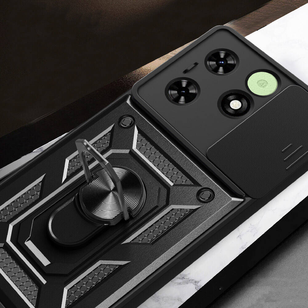 Tecno Spark 20 Uyumlu Kılıf Magnetik Standlı Kamera Korumalı Zore Sürgülü Vega Kapak - 5