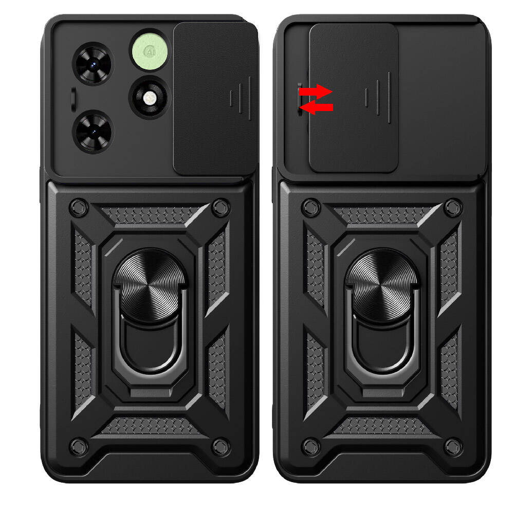 Tecno Spark 20 Uyumlu Kılıf Magnetik Standlı Kamera Korumalı Zore Sürgülü Vega Kapak - 6