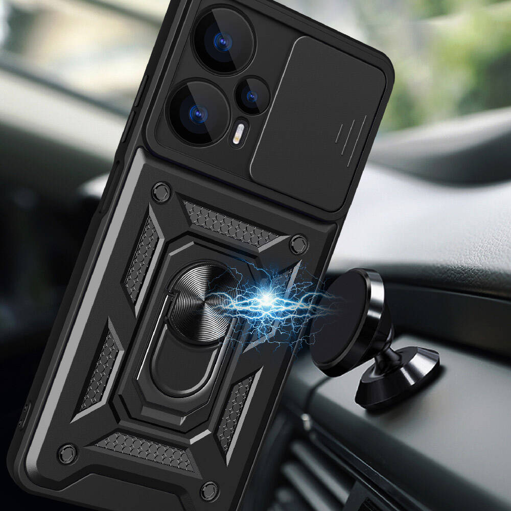 Xiaomi Poco F5 Uyumlu Kılıf Magnetik Standlı Kamera Korumalı Zore Sürgülü Vega Kapak - 2