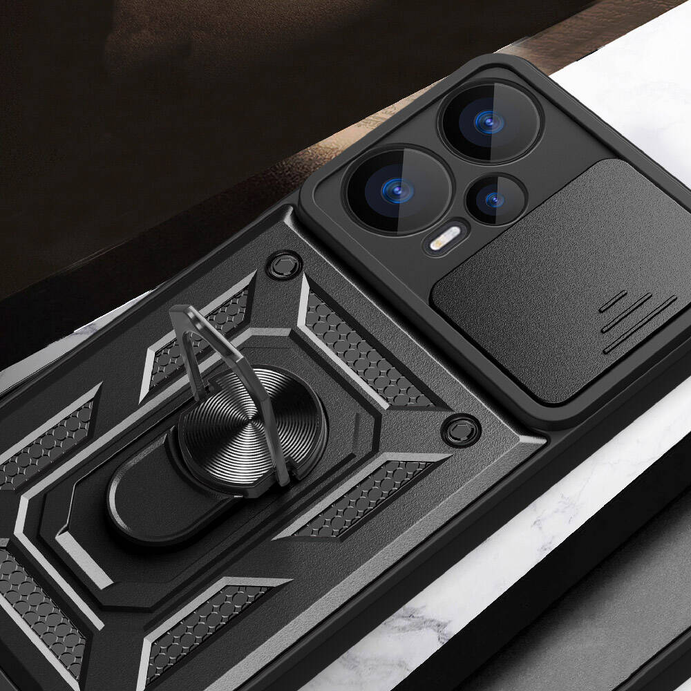 Xiaomi Poco F5 Uyumlu Kılıf Magnetik Standlı Kamera Korumalı Zore Sürgülü Vega Kapak - 6
