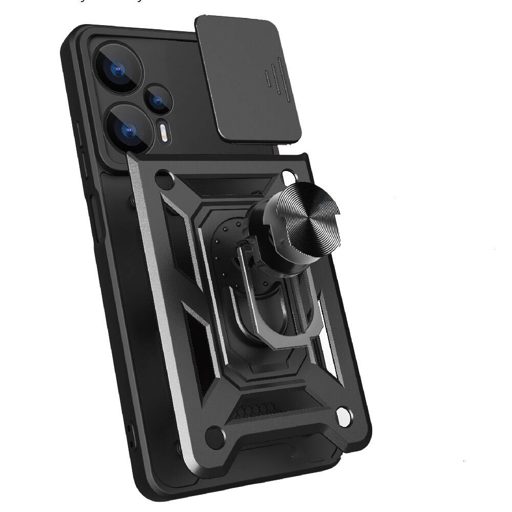 Xiaomi Poco F5 Uyumlu Kılıf Magnetik Standlı Kamera Korumalı Zore Sürgülü Vega Kapak - 8