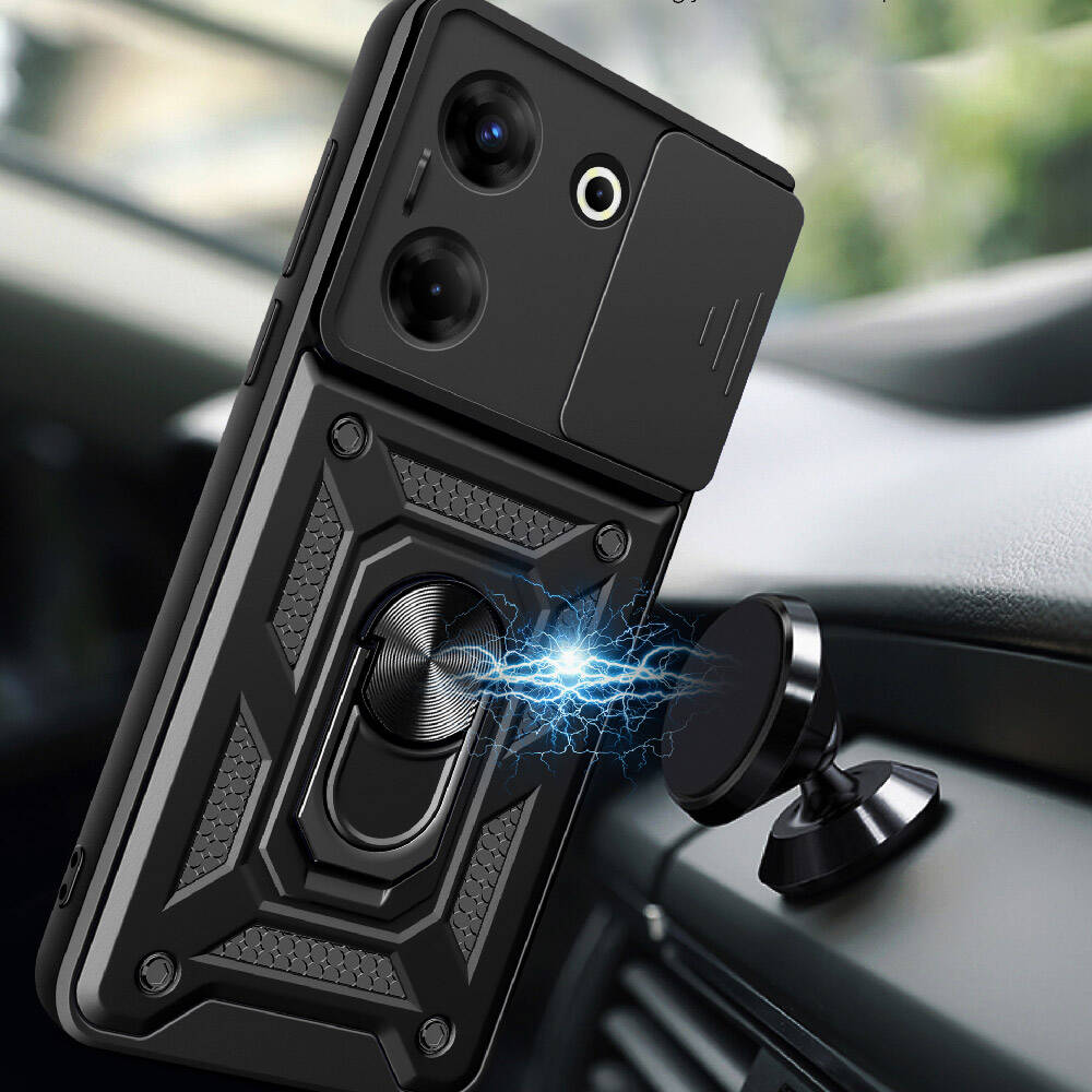 Tecno Camon 20 Pro 5G Uyumlu Kılıf Magnetik Standlı Kamera Korumalı Zore Sürgülü Vega Kapak - 2
