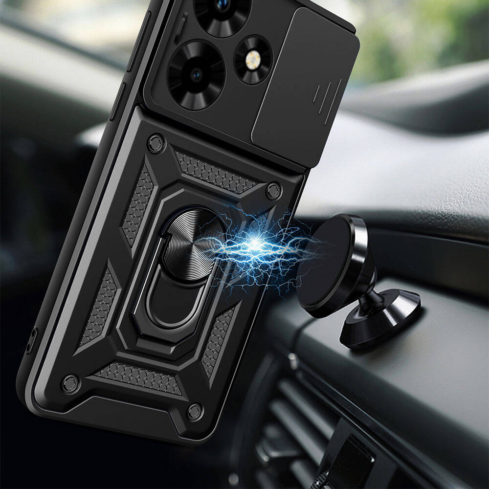 Infinix Hot 30 Uyumlu Kılıf Magnetik Standlı Kamera Korumalı Zore Sürgülü Vega Kapak - 2