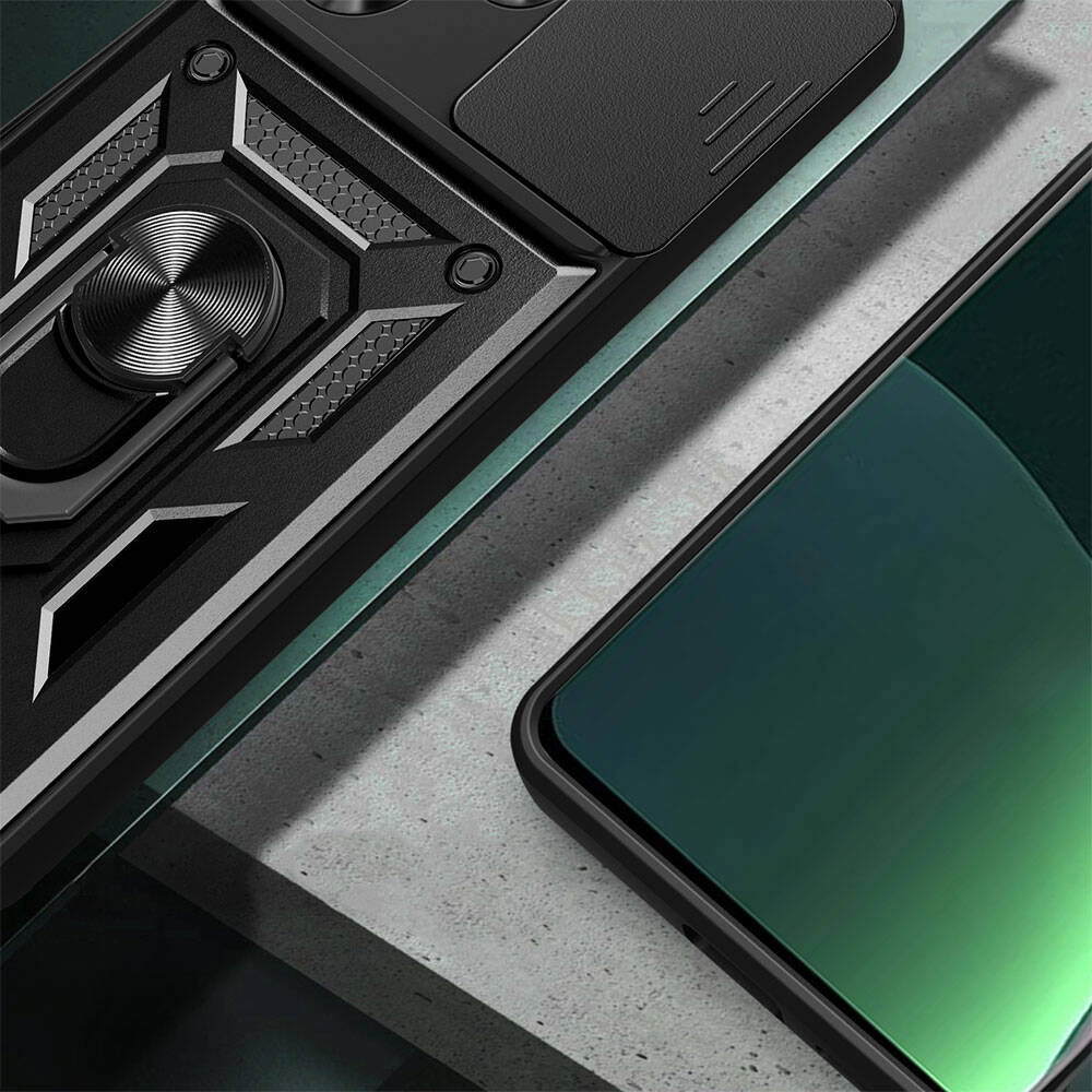 Infinix Hot 30 Uyumlu Kılıf Magnetik Standlı Kamera Korumalı Zore Sürgülü Vega Kapak - 3