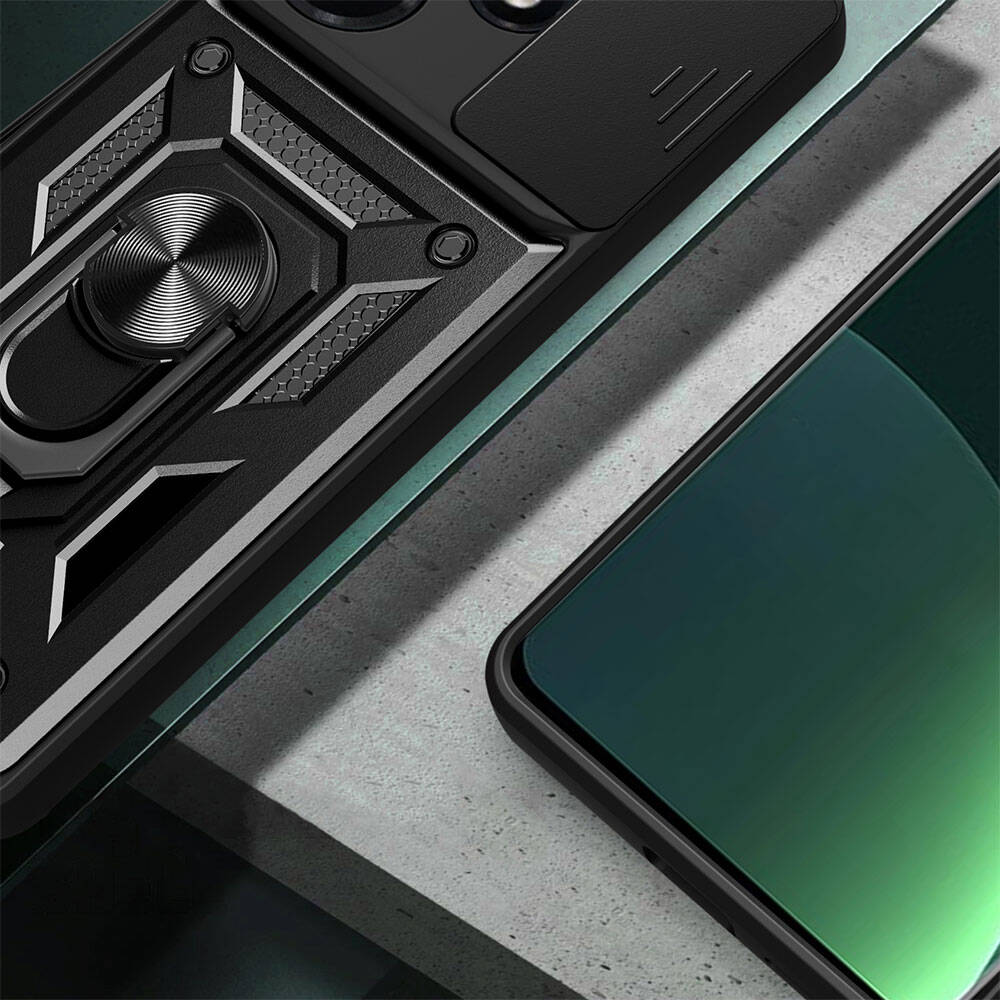 Infinix Hot 30 Uyumlui Kılıf Magnetik Standlı Kamera Korumalı Zore Sürgülü Vega Kapak - 3