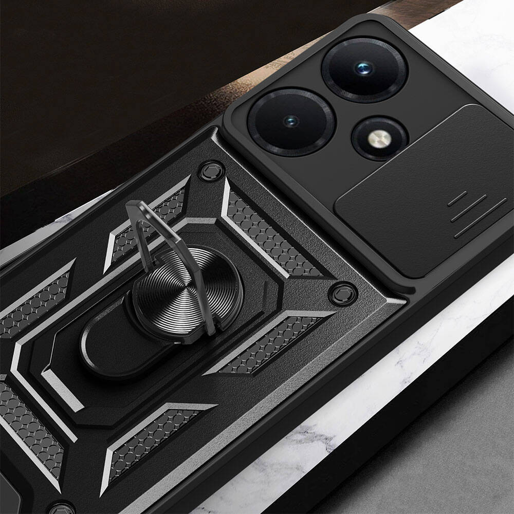 Infinix Hot 30 Uyumlui Kılıf Magnetik Standlı Kamera Korumalı Zore Sürgülü Vega Kapak - 6