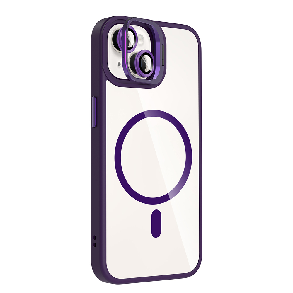 Apple iPhone 14 Uyumlu Kılıf Standlı ve Kamera Lens Hediyeli M-Safe Şarj Özellikli Zore Etro Kapak - 3