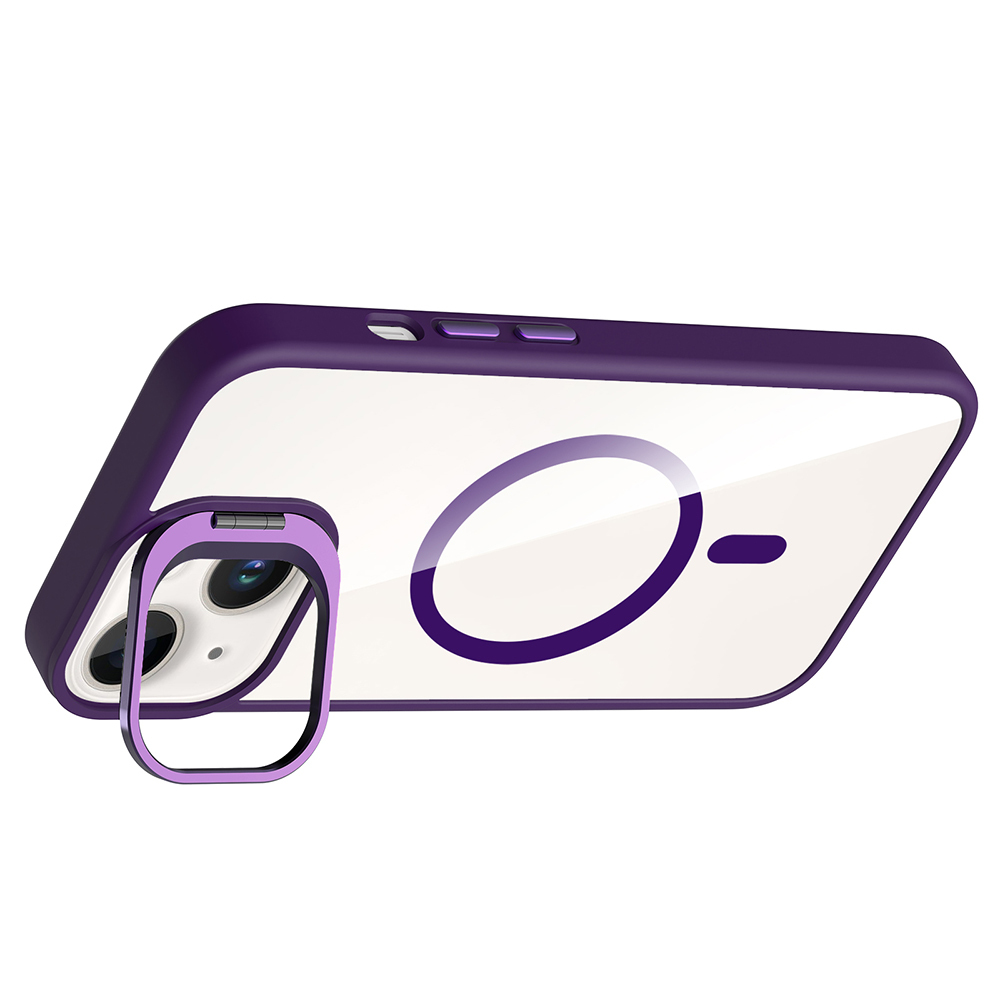 Apple iPhone 14 Uyumlu Kılıf Standlı ve Kamera Lens Hediyeli M-Safe Şarj Özellikli Zore Etro Kapak - 4