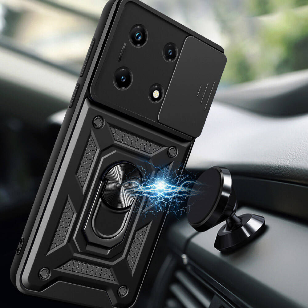 Infinix Note 30 Uyumlu Pro Kılıf Magnetik Standlı Kamera Korumalı Zore Sürgülü Vega Kapak - 2