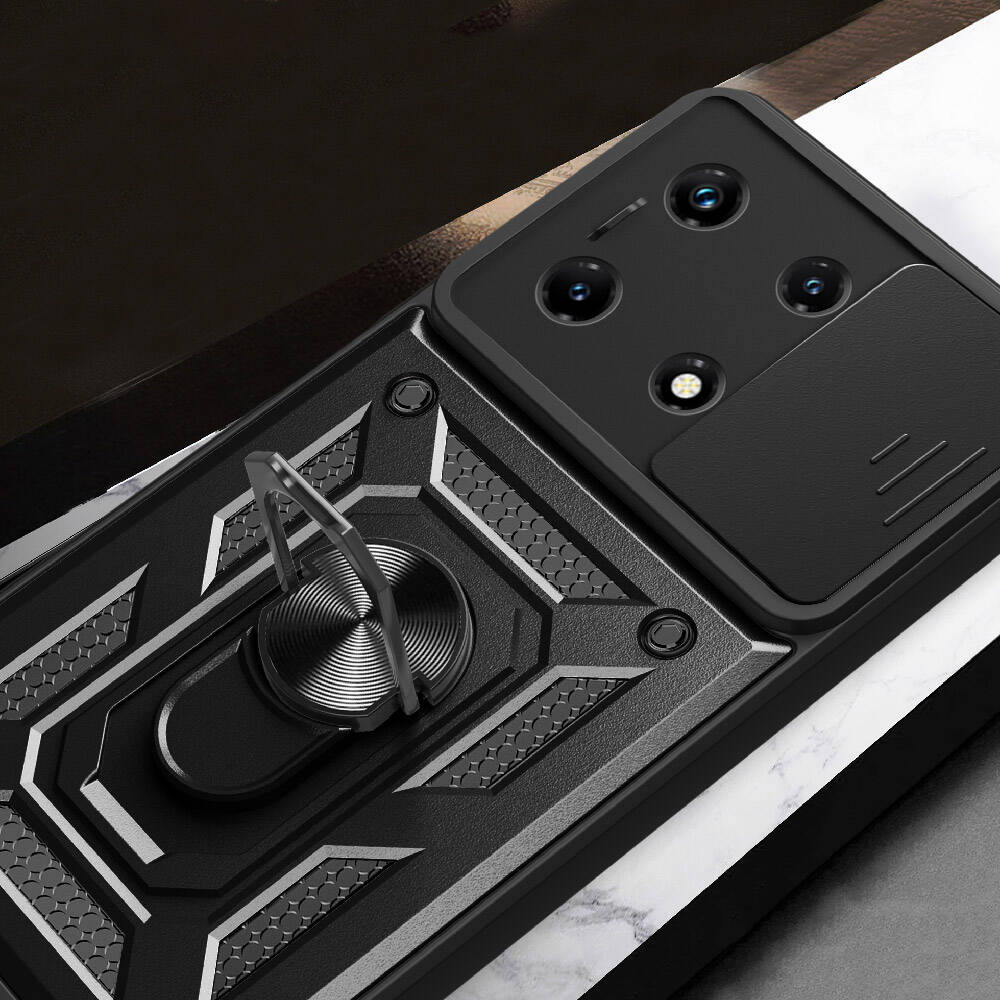 Infinix Note 30 Uyumlu Pro Kılıf Magnetik Standlı Kamera Korumalı Zore Sürgülü Vega Kapak - 7