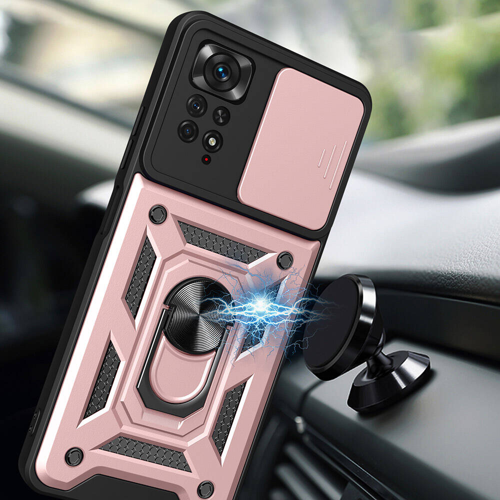 Xiaomi Redmi Note 11 Pro 4G Kılıf Magnetik Standlı Kamera Korumalı Zore Sürgülü Vega Kapak - 5