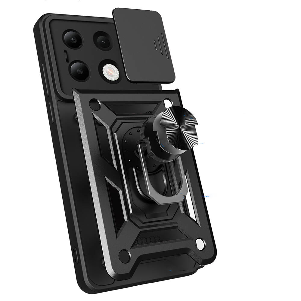 Xiaomi Redmi Note 13 4G Kılıf Magnetik Standlı Kamera Korumalı Zore Sürgülü Vega Kapak - 3