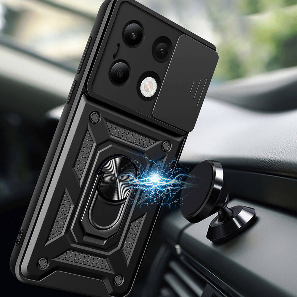 Xiaomi Redmi Note 13 4G Kılıf Magnetik Standlı Kamera Korumalı Zore Sürgülü Vega Kapak - 5