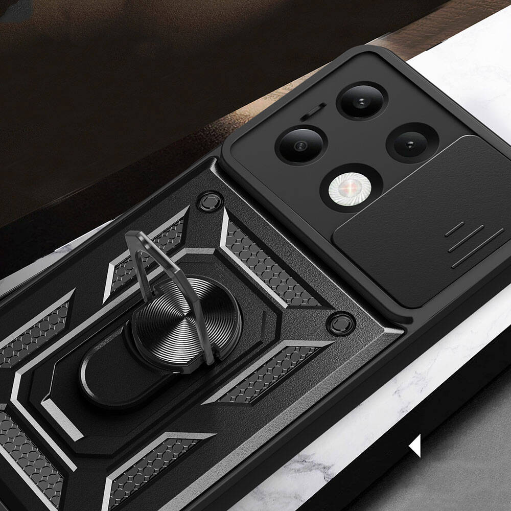 Xiaomi Redmi Note 13 4G Kılıf Magnetik Standlı Kamera Korumalı Zore Sürgülü Vega Kapak - 8