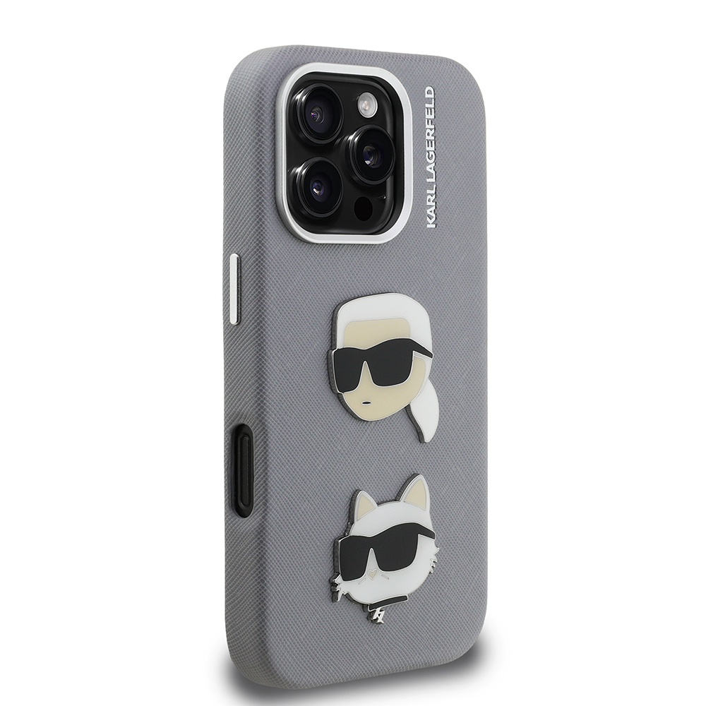 Apple iPhone 16 Pro Max Uyumlu Kılıf Karl Lagerfeld Orjinal Lisanslı K&C Heads Pin Kapak - 1