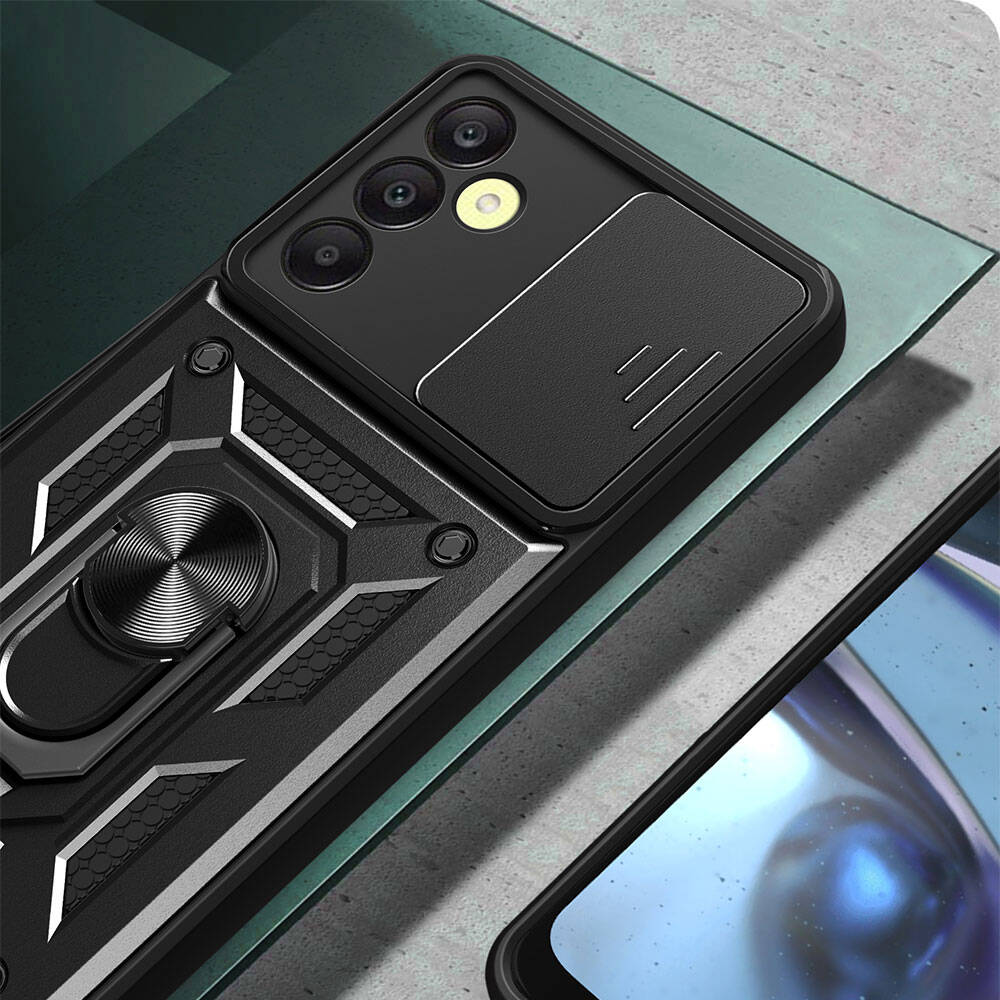 Samsung Galaxy A25 Uyumlu Kılıf Magnetik Standlı Kamera Korumalı Zore Sürgülü Vega Kapak - 3