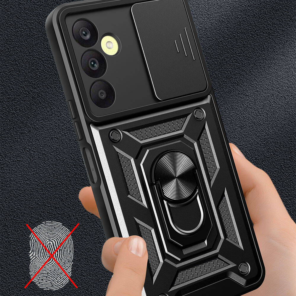 Samsung Galaxy A25 Uyumlu Kılıf Magnetik Standlı Kamera Korumalı Zore Sürgülü Vega Kapak - 4
