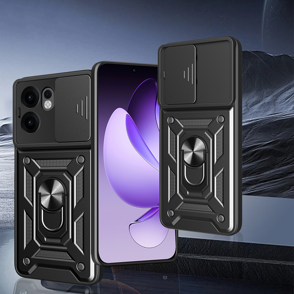 Oppo Reno Uyumlu 13F 5G Kılıf Magnetik Standlı Kamera Korumalı Zore Sürgülü Vega Kapak - 2