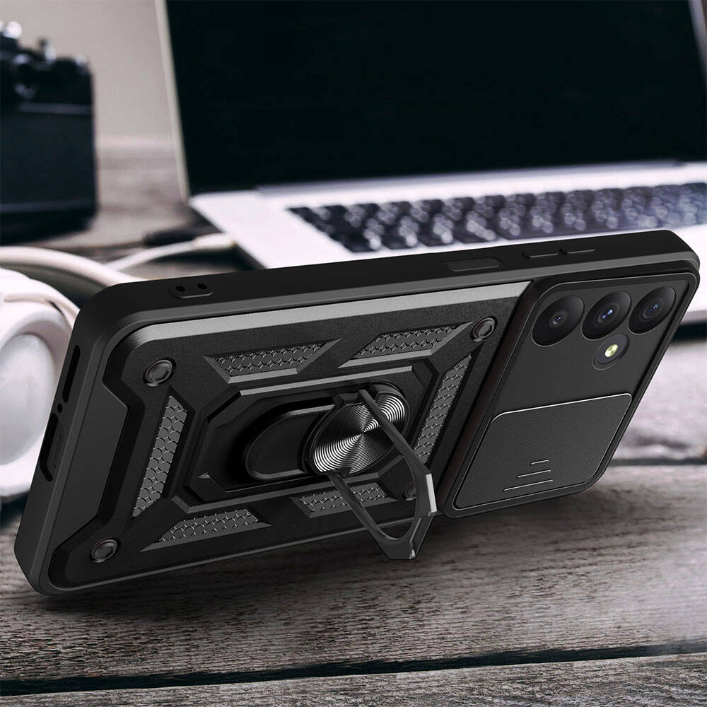 Samsung Galaxy A35 Uyumlu Kılıf Magnetik Standlı Kamera Korumalı Zore Sürgülü Vega Kapak - 5