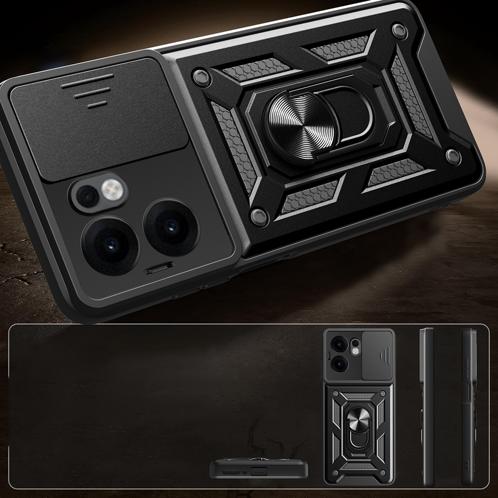 Oppo Reno Uyumlu 13F 5G Kılıf Magnetik Standlı Kamera Korumalı Zore Sürgülü Vega Kapak - 5