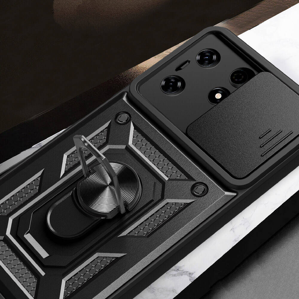Tecno Spark 10 Pro Uyumlu Kılıf Magnetik Standlı Kamera Korumalı Zore Sürgülü Vega Kapak - 6