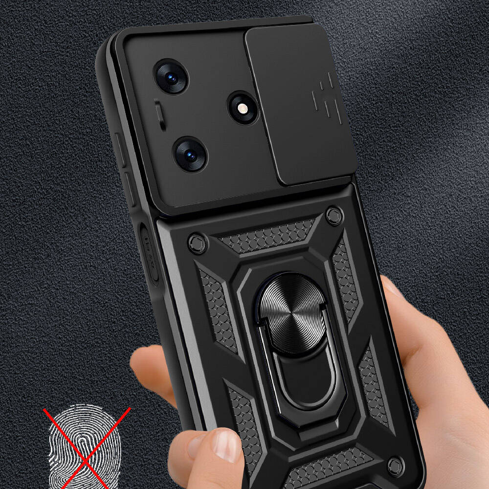 Tecno Spark 10C Uyumlu Kılıf Magnetik Standlı Kamera Korumalı Zore Sürgülü Vega Kapak - 3