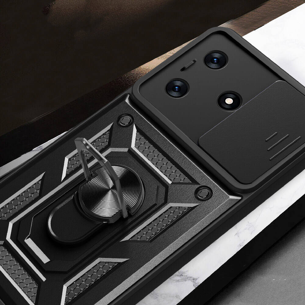 Tecno Spark 10C Uyumlu Kılıf Magnetik Standlı Kamera Korumalı Zore Sürgülü Vega Kapak - 7