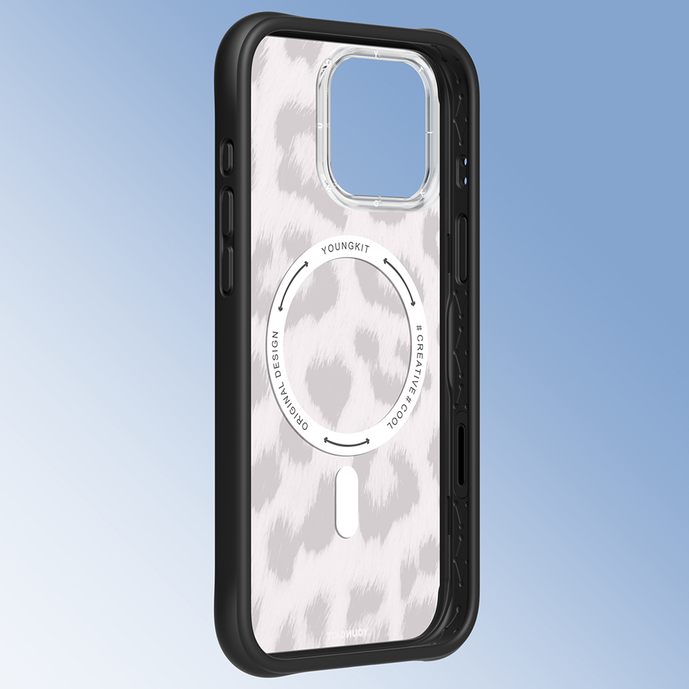 Apple iPhone 16 Pro Uyumlu Kılıf M-safe Şarj Özellikli Youngkit Leopard Serisi Kapak - 12